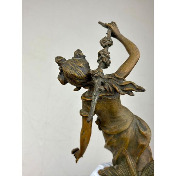 Antique L & F Moreau Chemin des Fleurs Spelter Bronze Woman Sculpture France - Picture 13 of 14
